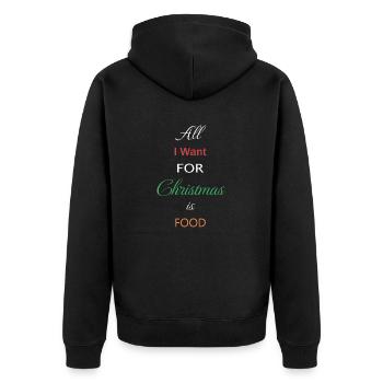 Alles, was ich mir zu Weihnachten wünsche, ist Essen - Unisex Premium Bio Zip Hoodie - Schwarz - Hinten - Nico (187cm)
