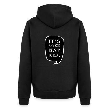 humor a time quotes book cat wine frequent readers - Unisex Premium Organic Zip Hoodie - black - Back - Nico (187cm)