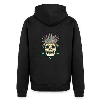 Skeleton Skeleton Skater bone Skull skeleton head - Unisex Premium Organic Zip Hoodie - black - Back - Nico (187cm)
