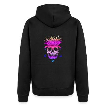 Skeleton Skeleton Skater bone Skull skeleton head - Unisex Premium Organic Zip Hoodie - black - Back - Nico (187cm)