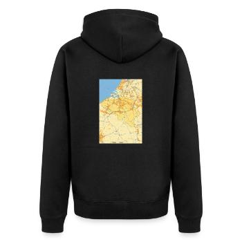 Belgium Map - Unisex Premium Organic Zip Hoodie - black - Back - Nico (187cm)