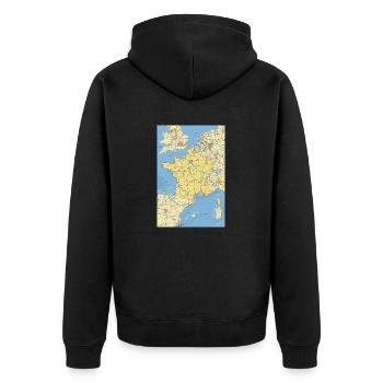 France map with cities, roads, rivers, lakes - Unisex Premium Organic Zip Hoodie - black - Back - Nico (187cm)