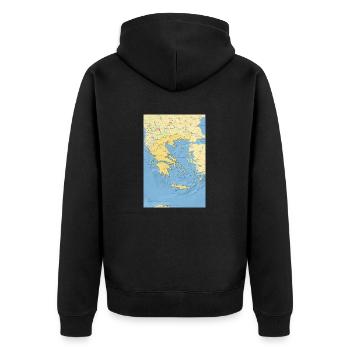 Griechenland Karte mit Städten Straßen Flüssen See - Unisex Premium Bio Zip Hoodie - Schwarz - Hinten - Nico (187cm)