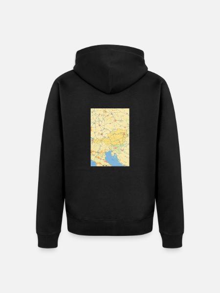 Carte de l’Autriche avec les villes, les routes, les rivières, les lacs - Veste à capuche bio Premium Unisexe - noir
