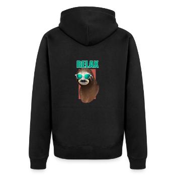 Coole Comic Portrait Sloth Sonnenbrille entspannen - Unisex Premium Bio Zip Hoodie - Schwarz - Hinten - Nico (187cm)