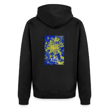 Helle moderne ästhetische Stadtkarte Köln - Unisex Premium Bio Zip Hoodie - Schwarz - Hinten - Nico (187cm)