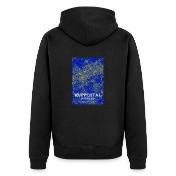 Gelb Blaue futuristische Stadtansicht Wuppertal - Unisex Premium Bio Zip Hoodie - Schwarz - Hinten - Nico (187cm)