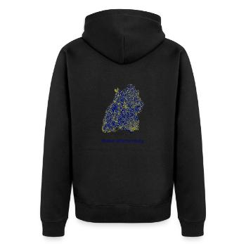 Abstrakte Baden Württemberg Straßen Karte - Unisex Premium Bio Zip Hoodie - Schwarz - Hinten - Nico (187cm)