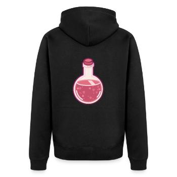 PINK POTION - Unisex Premium Organic Zip Hoodie - black - Back - Nico (187cm)