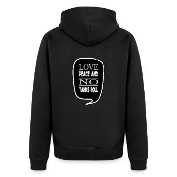 peace happy present idea family funky cool awesome - Unisex Premium Organic Zip Hoodie - black - Back - Nico (187cm)