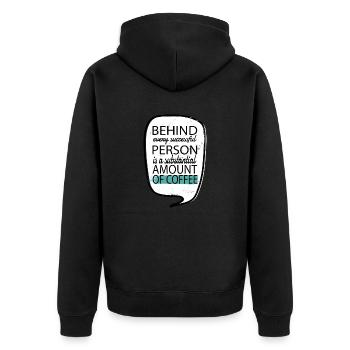 caffeine addicted happy morning coffeebean office - Unisex Premium Organic Zip Hoodie - black - Back - Nico (187cm)