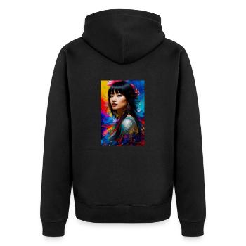 Colorful Beauty 4 - Unisex Premium Organic Zip Hoodie - black - Back - Nico (187cm)