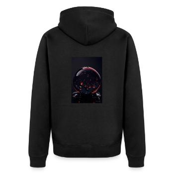 Blasen in einer Blase rot 2 - Unisex Premium Bio Zip Hoodie - Schwarz - Hinten - Nico (187cm)