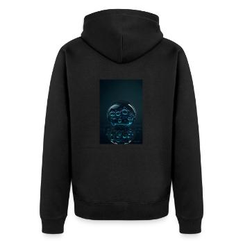 Bulles dans une bulle cyan 1 - Veste à capuche bio Premium Unisexe - noir - Dos - Nico (187cm)