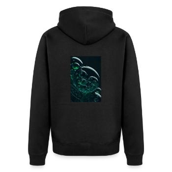 Blasen in einer Blase grün 2 - Unisex Premium Bio Zip Hoodie - Schwarz - Hinten - Nico (187cm)