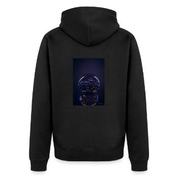 Blasen in einer Blase purple 1 - Unisex Premium Bio Zip Hoodie - Schwarz - Hinten - Nico (187cm)