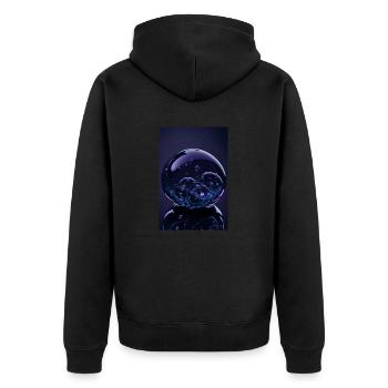 Blasen in einer Blase purple 2 - Unisex Premium Bio Zip Hoodie - Schwarz - Hinten - Nico (187cm)