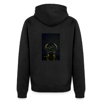 Blasen in einer Blase gelb 1 - Unisex Premium Bio Zip Hoodie - Schwarz - Hinten - Nico (187cm)