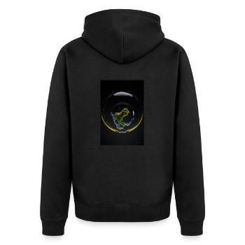 Wolken in einer Blase gelb 1 - Unisex Premium Bio Zip Hoodie - Schwarz - Hinten - Nico (187cm)