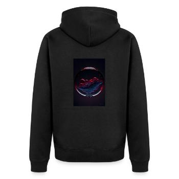 Wolken in einer Blase rot 1 - Unisex Premium Bio Zip Hoodie - Schwarz - Hinten - Nico (187cm)