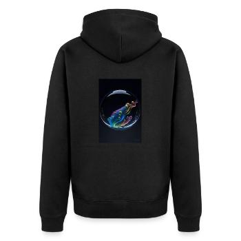 Nuages dans un arc-en-ciel à bulles 3 - Veste à capuche bio Premium Unisexe - noir - Dos - Nico (187cm)