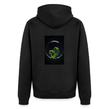 Nuages dans une bulle jaune 2 - Veste à capuche bio Premium Unisexe - noir - Dos - Nico (187cm)