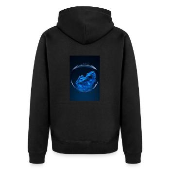 Wolken in einer Blase blau 1 - Unisex Premium Bio Zip Hoodie - Schwarz - Hinten - Nico (187cm)