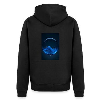Wolken in einer Blase blau 2 - Unisex Premium Bio Zip Hoodie - Schwarz - Hinten - Nico (187cm)