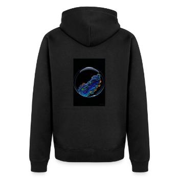 Nuages dans une bulle néon 1 - Veste à capuche bio Premium Unisexe - noir - Dos - Nico (187cm)