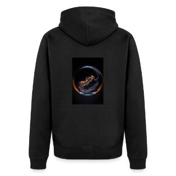 Nuages dans une bulle orange 1 - Veste à capuche bio Premium Unisexe - noir - Dos - Nico (187cm)