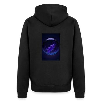 Wolken in einer Blase lila2 - Unisex Premium Bio Zip Hoodie - Schwarz - Hinten - Nico (187cm)
