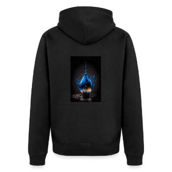 Drops blue 4 - Unisex Premium Organic Zip Hoodie - black - Back - Nico (187cm)