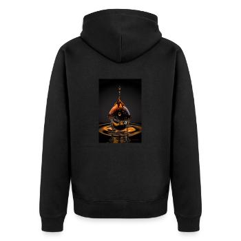 Tropfen magma 4 - Unisex Premium Bio Zip Hoodie - Schwarz - Hinten - Nico (187cm)