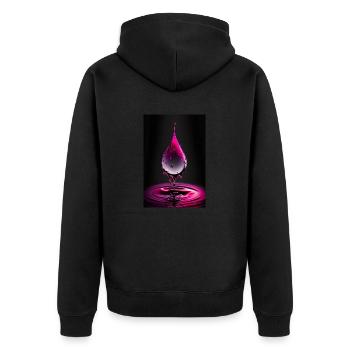 Tropfen magenta 4 - Unisex Premium Bio Zip Hoodie - Schwarz - Hinten - Nico (187cm)