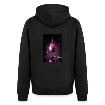Tropfen magenta 3 - Unisex Premium Bio Zip Hoodie - Schwarz - Hinten - Nico (187cm)