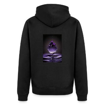 Tropfen lila 4 - Unisex Premium Bio Zip Hoodie - Schwarz - Hinten - Nico (187cm)