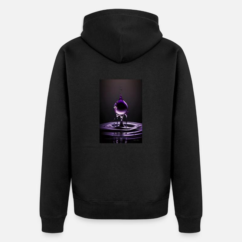 Tropfen lila 3 - Unisex Premium Bio Zip Hoodie - Schwarz