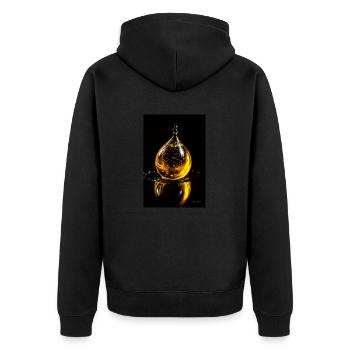 Tropfen gelb 6 - Unisex Premium Bio Zip Hoodie - Schwarz - Hinten - Nico (187cm)