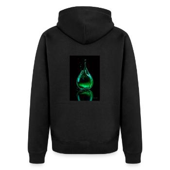 Drops green 6 - Unisex Premium Organic Zip Hoodie - black - Back - Nico (187cm)