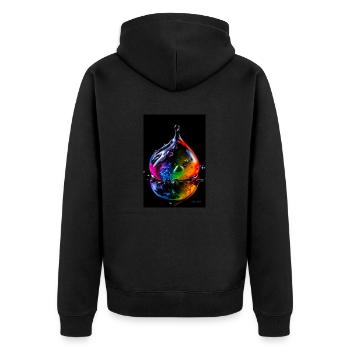 Tropfen neon 6 - Unisex Premium Bio Zip Hoodie - Schwarz - Hinten - Nico (187cm)