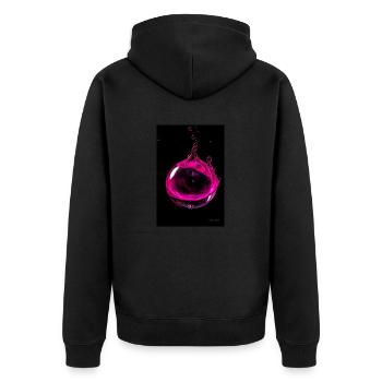 Tropfen magenta 5 - Unisex Premium Bio Zip Hoodie - Schwarz - Hinten - Nico (187cm)
