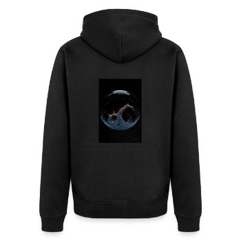 Kaos in einer Blase feuer 1 - Unisex Premium Bio Zip Hoodie - Schwarz - Hinten - Nico (187cm)