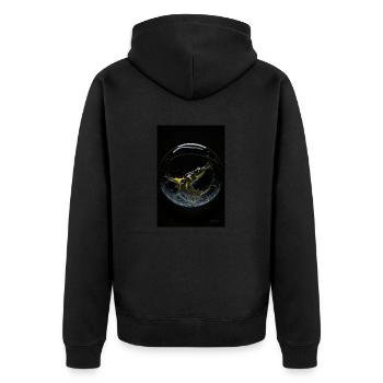 Kaos dans une bulle jaune 4 - Veste à capuche bio Premium Unisexe - noir - Dos - Nico (187cm)