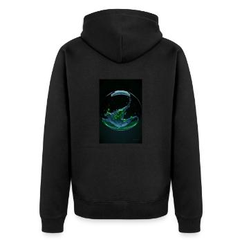 Kaos in einer Blase grün3 - Unisex Premium Bio Zip Hoodie - Schwarz - Hinten - Nico (187cm)