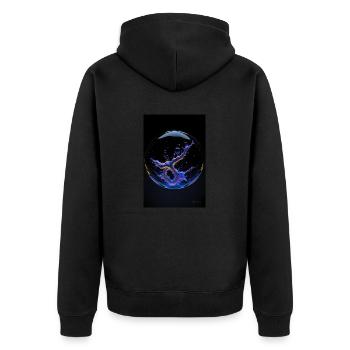 Kaos in einer Blase neon1 - Unisex Premium Bio Zip Hoodie - Schwarz - Hinten - Nico (187cm)
