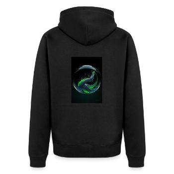 Kaos dans une bulle verte 1 - Veste à capuche bio Premium Unisexe - noir - Dos - Nico (187cm)