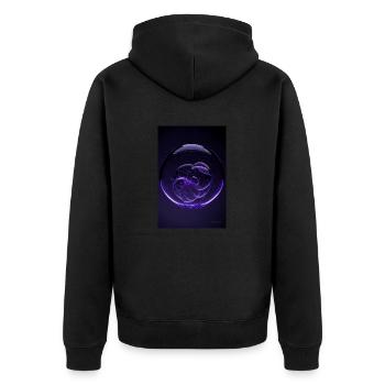 Kaos dans une bulle violette 3 - Veste à capuche bio Premium Unisexe - noir - Dos - Nico (187cm)
