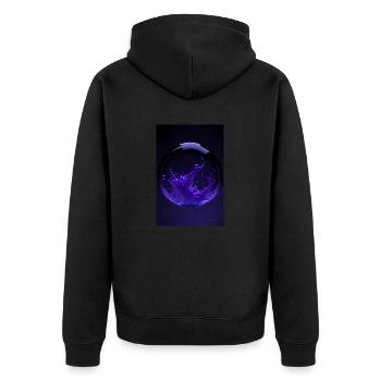 Kaos dans une bulle violette 1 - Veste à capuche bio Premium Unisexe - noir - Dos - Nico (187cm)