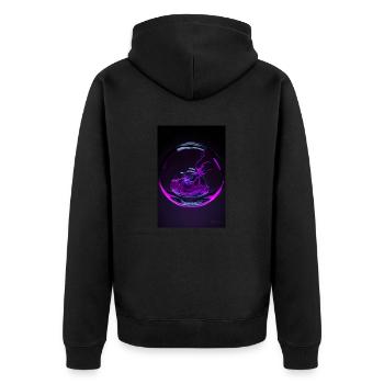 Kaos in einer Blase magenta 2 - Unisex Premium Bio Zip Hoodie - Schwarz - Hinten - Nico (187cm)