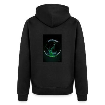 Kaos in einer Blase grün 2 - Unisex Premium Bio Zip Hoodie - Schwarz - Hinten - Nico (187cm)